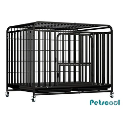 Jaula Corral para Perro y Gato XL Petscool, Doble puerta, Bandeja y Ruedas