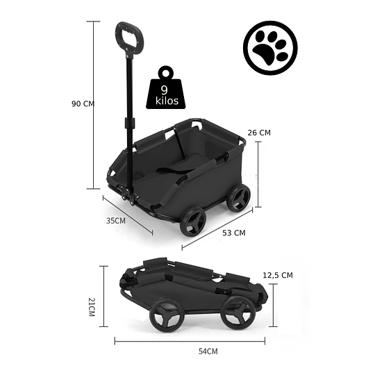 Carro Plegable Para Mascota Black