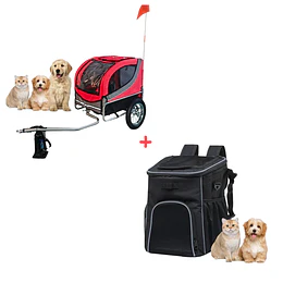 Carro Tráiler De Mascota + Bolso Bicicleta Transporte Mascota
