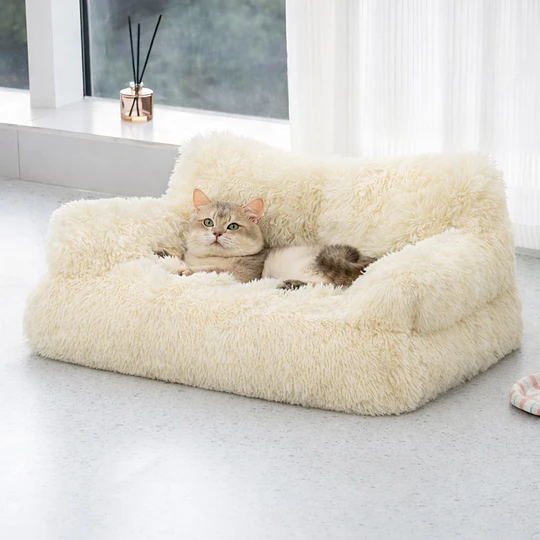 Cama Sofá Relajante Mascotas PetsCool L Beige-Lavable y Ortopédica 