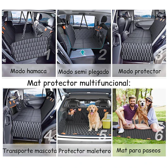 Funda Cubre Asiento Auto Perros Petscool Impermeable y Antideslizante Negra 