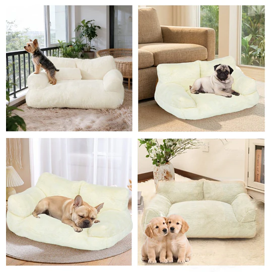 Cama Sofá Relajante Mascotas PetsCool L Beige-Lavable y Ortopédica 