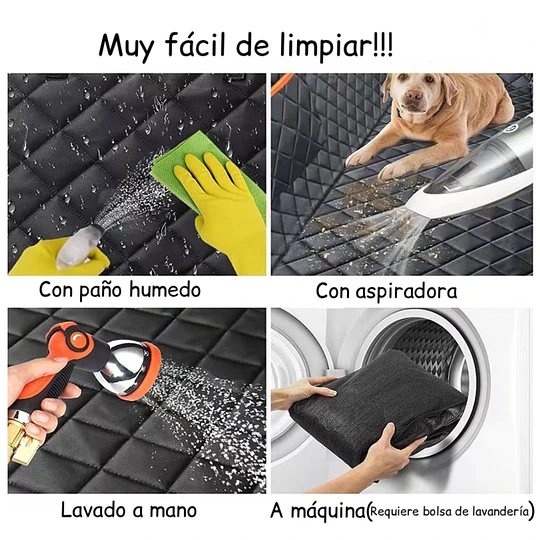 Funda Cubre Asiento Auto Perros Petscool Impermeable y Antideslizante Negra 