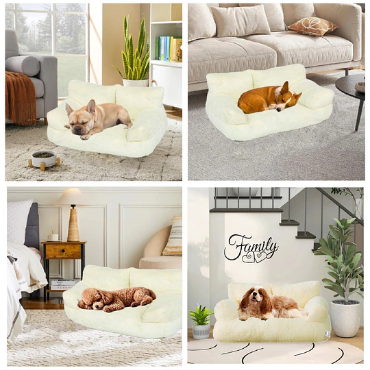 Cama Sofá Relajante Mascotas PetsCool L Beige-Lavable y Ortopédica 