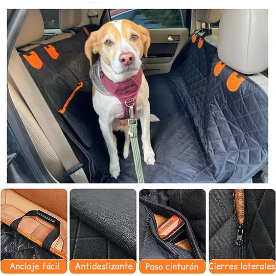Funda Cubre Asiento Auto Perros Petscool Impermeable y Antideslizante Negra 