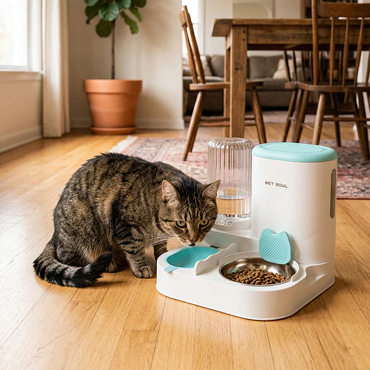 Alimentador Automático de Mascotas 2 en 1 Petscool, Dispensador de Agua Comida 
