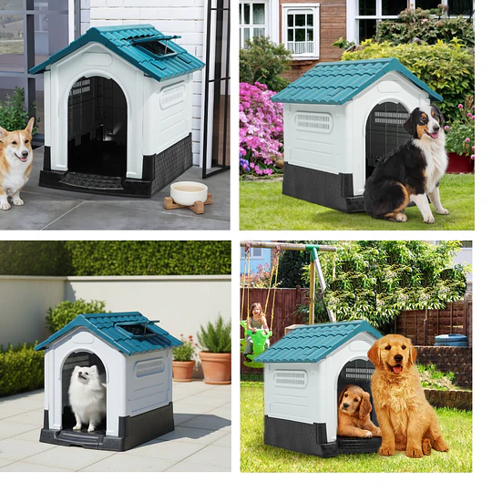 Casa para Perros Razas Pequeñas a Medianas Petscool Plástico Resistente con Ventilación