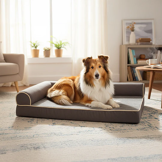 Cama Sofá Ortopédico PetsCool para Perros, viscoelástica, lavable, Gris Talla L 