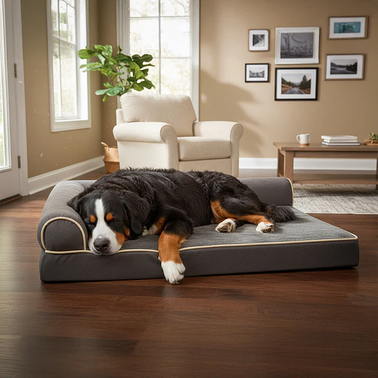 Cama Sofá Ortopédico PetsCool para Perros, viscoelástica, lavable, Gris Talla XL 