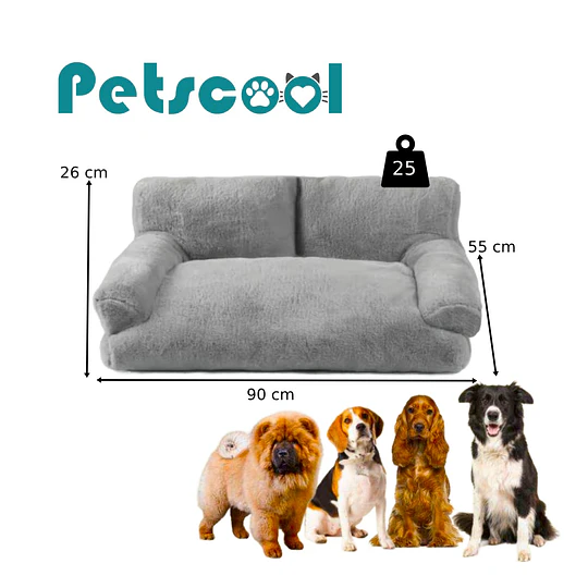 Cama Sofá Relajante Mascotas PetsCool XL Gris Lavable y Ortopédica 