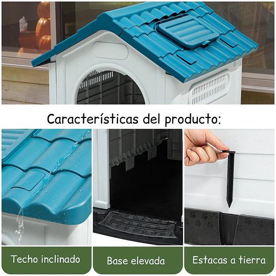 Casa para Perros Razas Pequeñas a Medianas Petscool Plástico Resistente con Ventilación