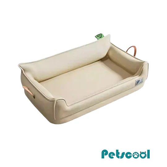 Cama Sofá de Perro PetsCool 4 Estaciones Impermeable Eco cuero Beige Talla S hasta 15 kg   