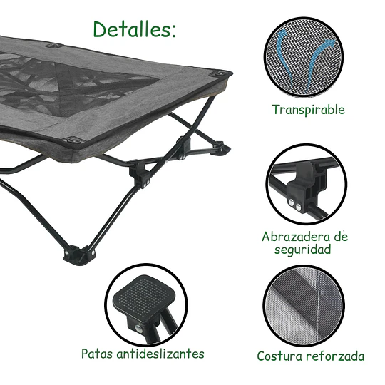 Cama Elevada Plegable para Perro Talla L PetsCool Soporta 90 KG 