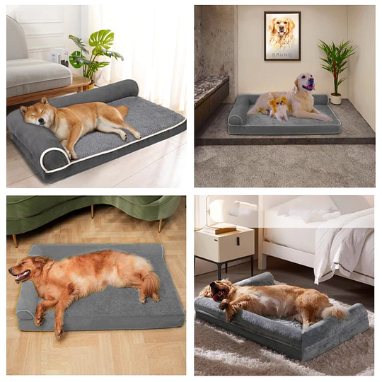 Cama Sofá Ortopédico PetsCool para Perros, viscoelástica, lavable, Gris Talla L 