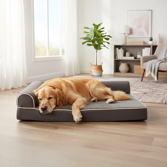 Cama Sofá Ortopédico PetsCool para Perros, viscoelástica, lavable, Gris Talla XL 