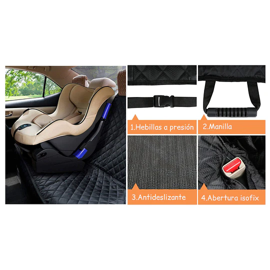Funda Cubre Asiento Auto/SUV/Camioneta PetsCool Impermeable Negro