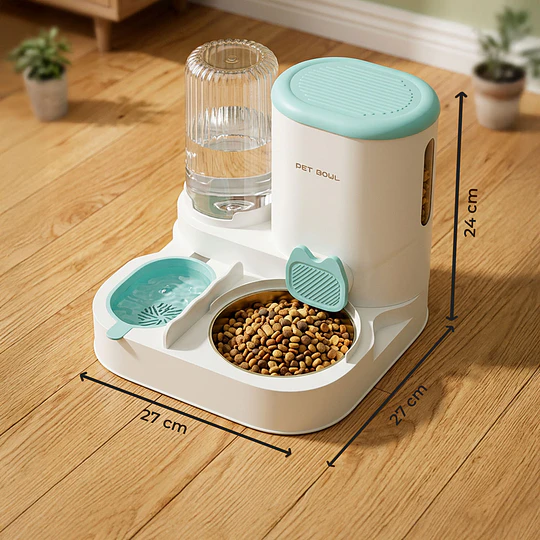 Alimentador Automático de Mascotas 2 en 1 Petscool, Dispensador de Agua Comida 
