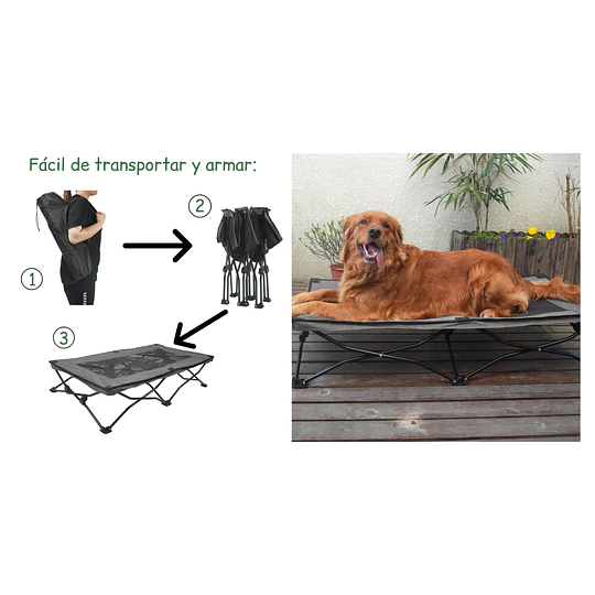 Cama Elevada Plegable para Perro Talla L PetsCool Soporta 90 KG 