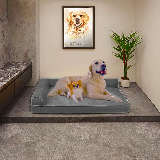 Cama Sofá Ortopédico PetsCool para Perros, viscoelástica, lavable, Gris Talla XL 