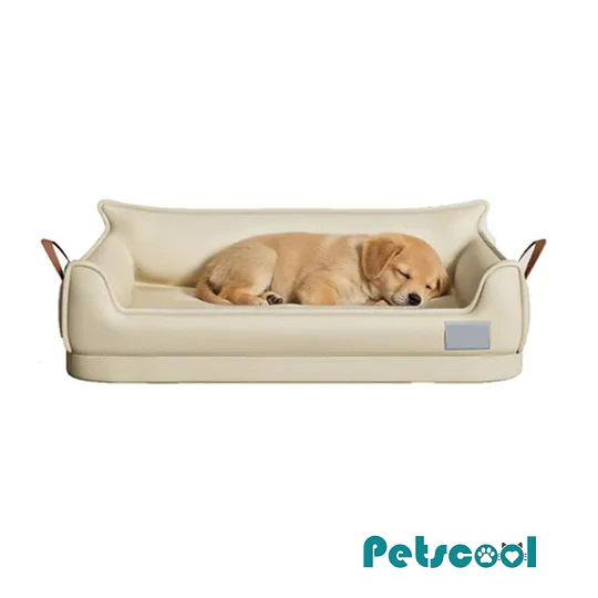 Cama Sofá de Perro PetsCool 4 Estaciones Impermeable Eco cuero Beige Talla S hasta 15 kg   