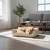 Cama Sofá de Perro PetsCool 4 Estaciones Impermeable Eco cuero Beige Talla M hasta 25 kg  