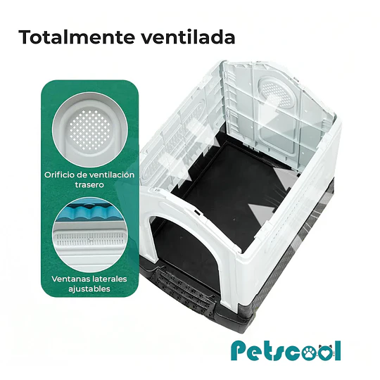 Casa para Perros Razas Pequeñas a Medianas Petscool Plástico Resistente con Ventilación