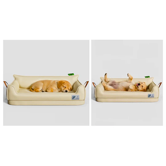 Cama Sofá de Perro PetsCool 4 Estaciones Impermeable Eco cuero Beige Talla S hasta 15 kg   
