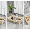 Cama Sofá de Perro PetsCool 4 Estaciones Impermeable Eco cuero Beige Talla M hasta 25 kg  