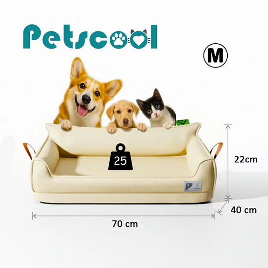 Cama Sofá de Perro PetsCool 4 Estaciones Impermeable Eco cuero Beige Talla M hasta 25 kg  