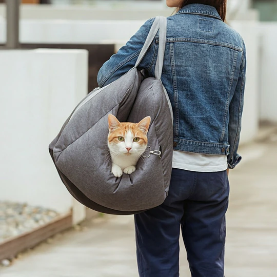 Bolso Porta Mascota 3 en 1 PetsCool Gris - Silla Auto y Cama 
