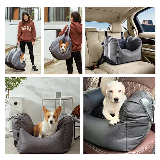 Bolso Porta Mascota 3 en 1 PetsCool Gris - Silla Auto y Cama 