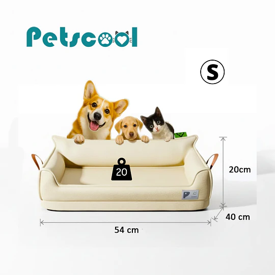 Cama Sofá de Perro PetsCool 4 Estaciones Impermeable Eco cuero Beige Talla S hasta 15 kg   