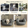 Bolso Porta Mascota 3 en 1 PetsCool Gris - Silla Auto y Cama 