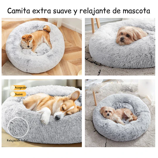 Cama Nido Relajante para Mascotas M PetsCool Gris 60 cm Antiansiedad 