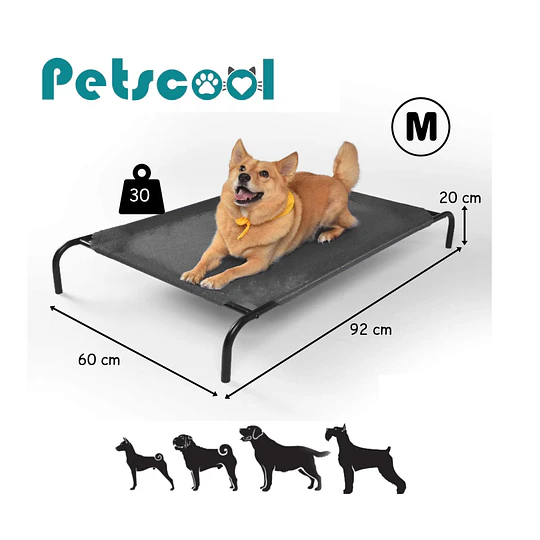 Cama Elevada Perros  PetsCool Talla M 92X60 cm Soporta 30kg