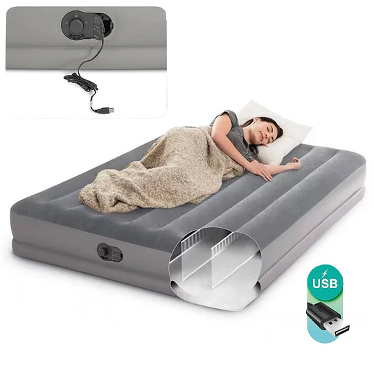 Cama Inflable Electrica Gris Usb 1 Pl 