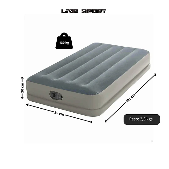 Cama Inflable Electrica Gris Usb 1 Pl 