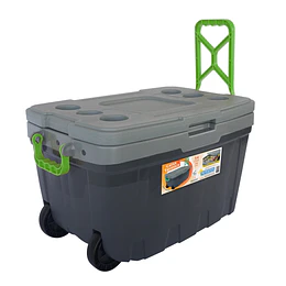 Cooler Térmico Con Ruedas Y Bandejas 54 L Gris Verde