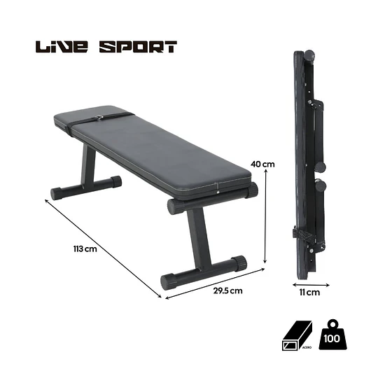 Banca abdominal plegable Live Sport ES-503 Banco De Ejercicios Negro