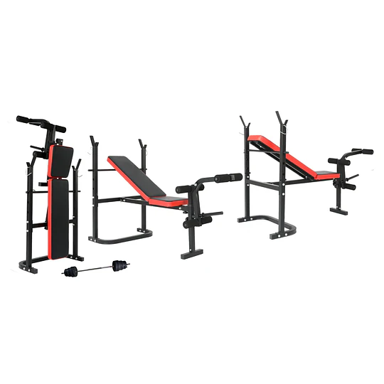 Banca de Pesas Plegable Con Barra y Discos 20kg Live Sport ES-543D Negra
