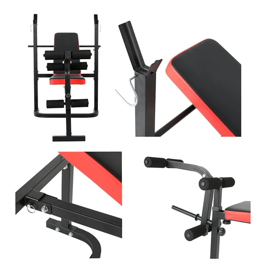 Banca de Pesas Plegable Con Barra y Discos 20kg Live Sport ES-543D Negra