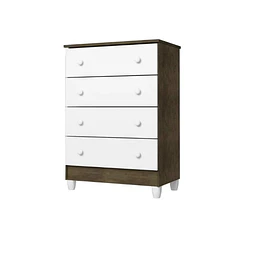 Comoda Blanco Café Mel 4 Cajones - Producto Armado en Tienda