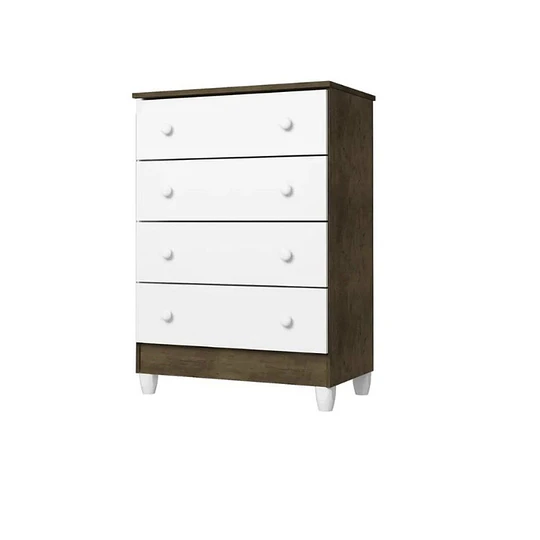 Comoda Blanco Café Mel 4 Cajones - Producto Armado en Tienda