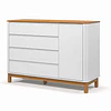 Cómoda Mudador Infantil Kidscool Flow Blanca Eco Wood 4 Cajones 1 Puerta - Producto Armado en Tienda