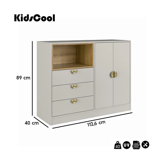 Comoda 2 Puertas y 3 Cajones Cariño Arena -Producto Armado en Tienda