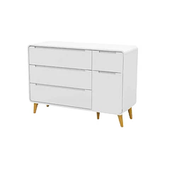 Comoda Blanca Agatha 3 Cajones Y Puerta  - Producto Armado en Tienda