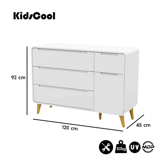 Comoda Blanca Agatha 3 Cajones Y Puerta  - Producto Armado en Tienda