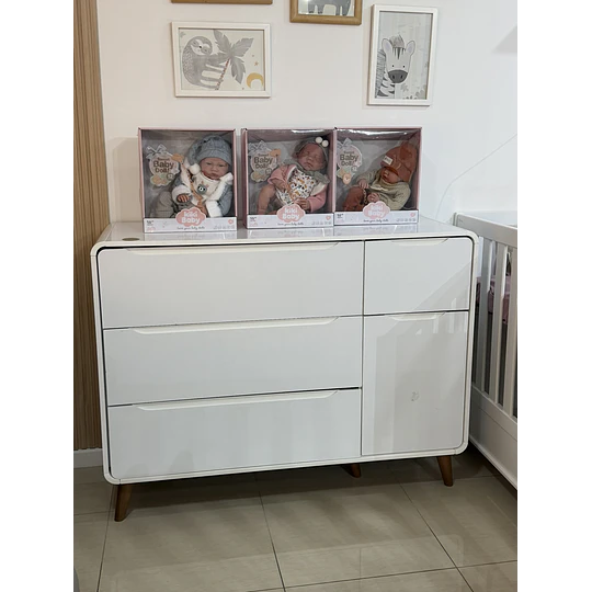 Comoda Blanca Agatha 3 Cajones Y Puerta  - Producto Armado en Tienda