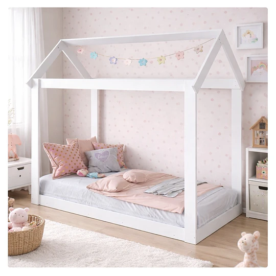 Cama Casita Montessori Cariño Blanca - Producto Armado en Tienda