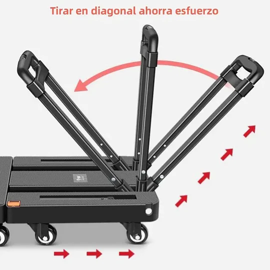 Carro Yegua de Carga Plegable 6 Ruedas Base Extensible Be Design Negro 56.5 x 32 cm 